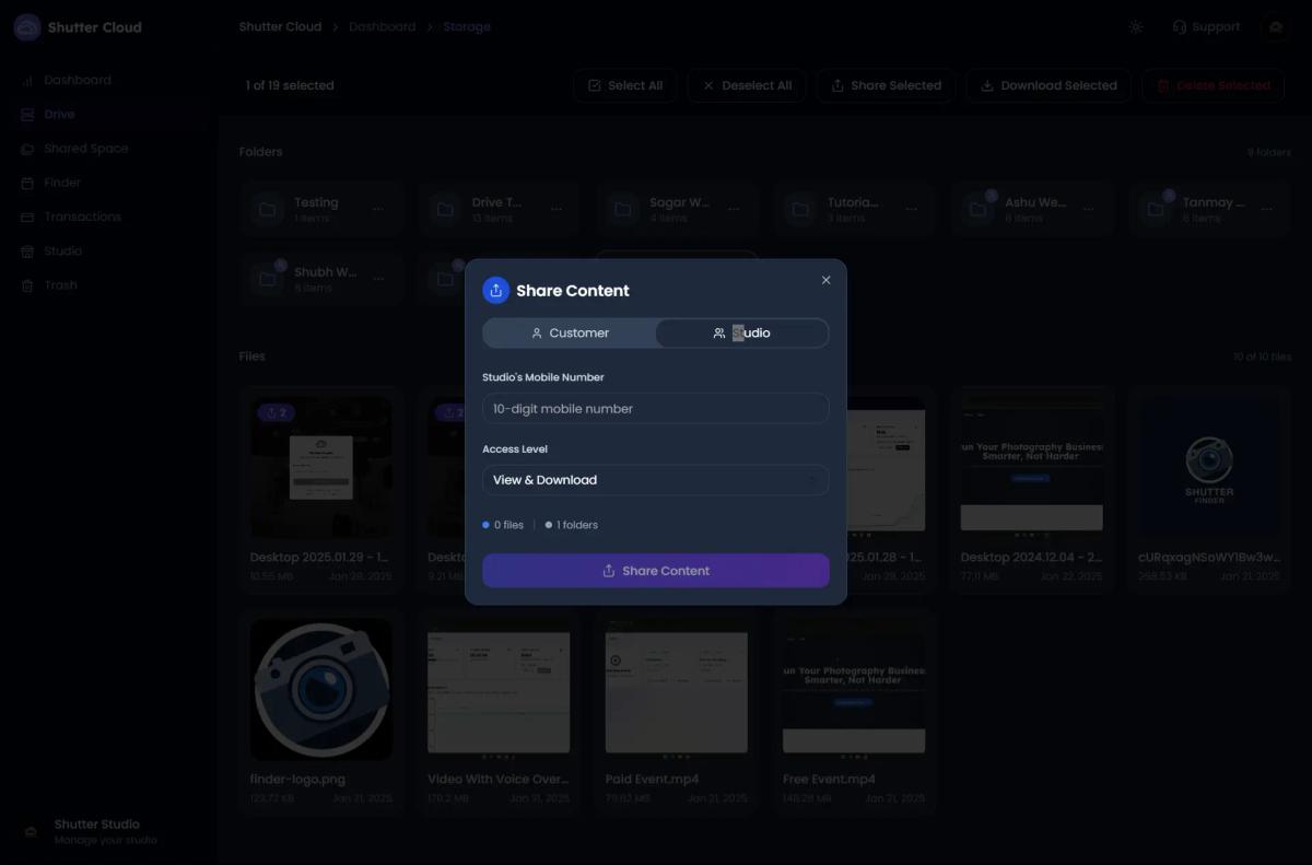 Shutter Links Interface